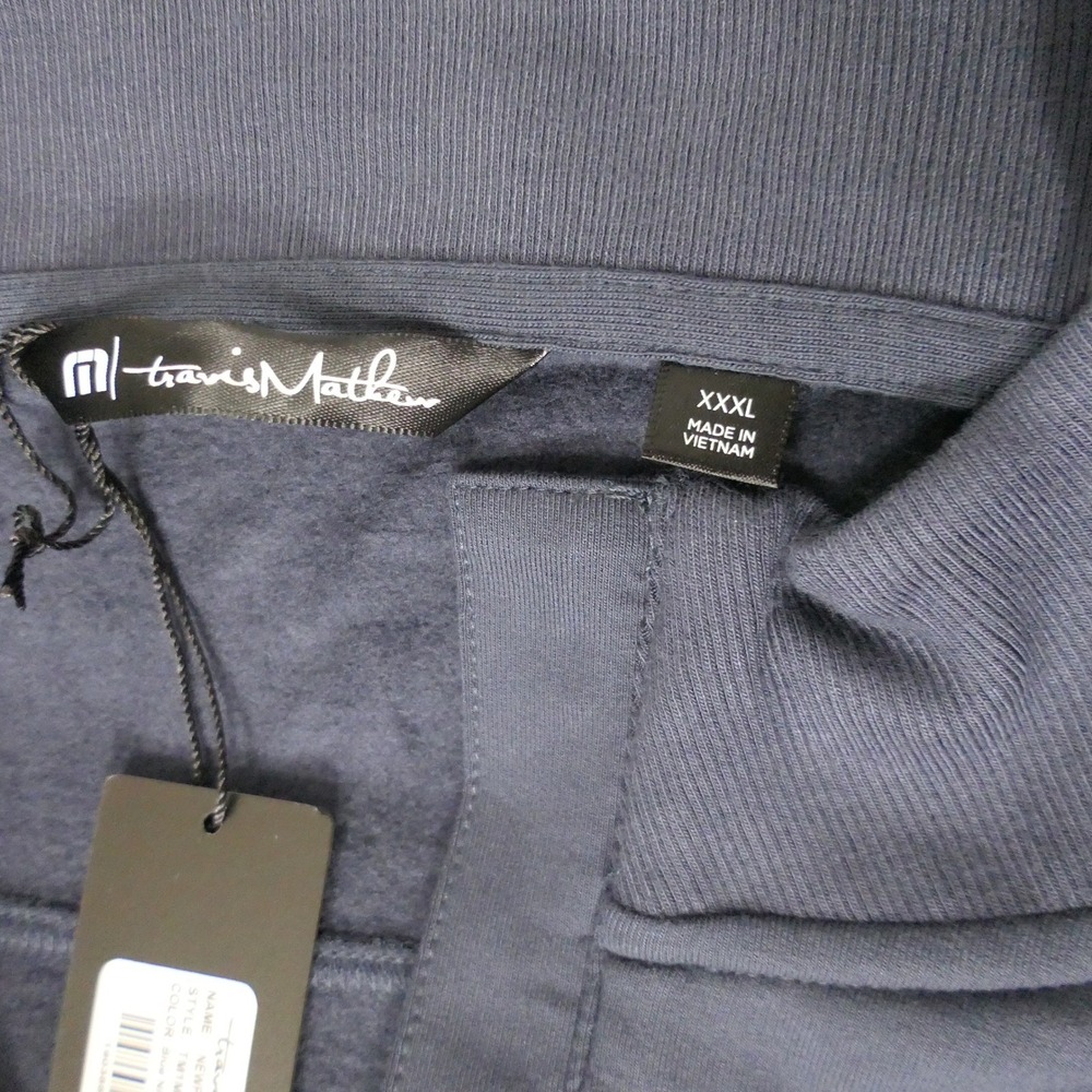 TravisMathew Mens Newport 1/4 Zip Fleece‎ 3XL Blue Nights TM1MU419 Golf Preppy - Picture 2 of 11